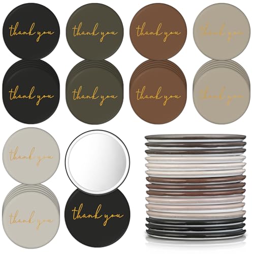 Tioncy 30 Pcs International Women's Day Gifts Bulk Thank You Compact Mirror for Women Bulk Employee Appreciation Day Mini Pocket Mirror Thank You Gifts for Social Worker Teacher Nurse(Neutral Color)