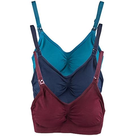 Caramel Cantina 3 Pack Nursing Maternity Soft Support Bra (Large, Winter) Cover