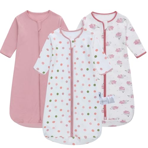 Image of Miracle Baby Sleep Sack - 100% Breathable Cotton Wearable Blanket, Long Sleeve Sleeping Sack for Infant 0-18 Months(3 Pack)