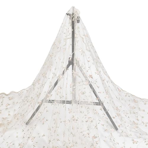 Tissu en organza brodé beige de 2,7m par 129,5cm de large pour couture