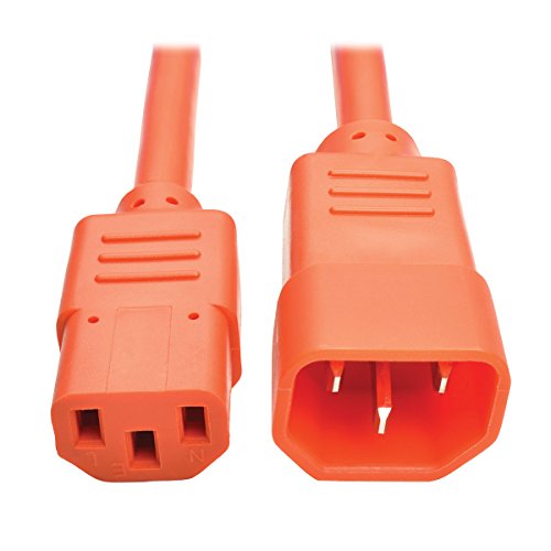 Tripp Lite Standard Computer Power Extension Cord, 10A, 18 AWG (IEC-320-C14 to IEC-320-C13), Orange, 6 ft. (P004-006-AOR)