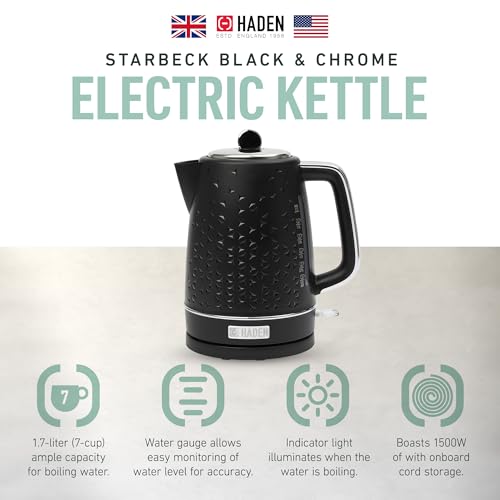 Haden-Starbeck-17-Liter-Stainless-Steel-Electric-Water-Kettle-Black-Chrome Haden Starbeck 17 Liter Stainless Steel Electric Water Kettle Black Chrome