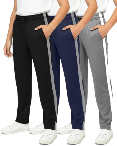 Image of Real Essentials 3 Pack: Boys' Mesh Open Bottom Active Sweatpants with Pockets & Drawstring