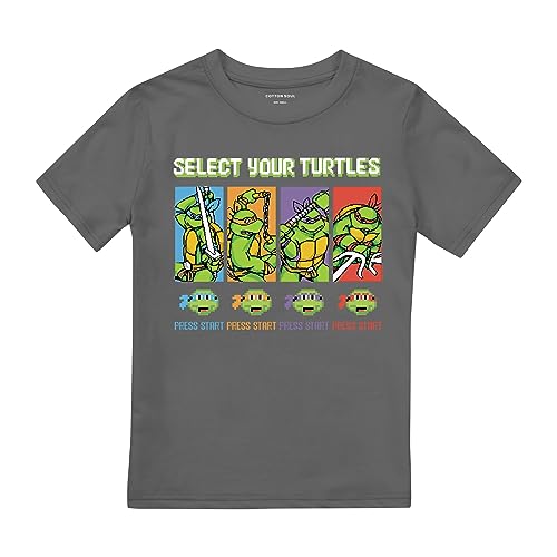 Cotton Soul TMNT Ninja Turtles Gamer Turtles Boys T Shirt, Charcoal, 12-13 Years
