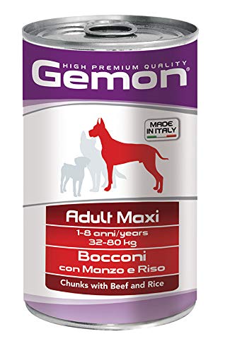 Gemon Alimento Cibo Umido per Cani Adult Maxi Manzo Riso GR.1250X12