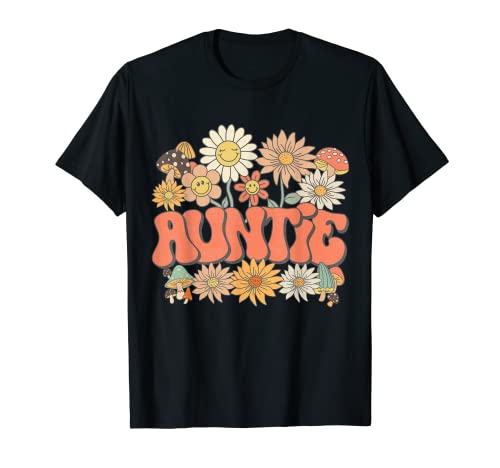 Groovy Auntie Floral Hippie Retro Daisy Flower Mother's Day Maglietta