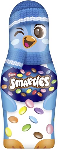 NESTLÉ SMARTIES Mini-Schoko-Weihnachtsmänner aus Milchschokolade, Hohlfigur gefüllt mit SMARTIES Mini Schokolinsen, 1er Pack (3x18.7g)