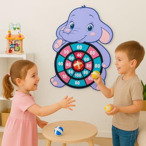 ACERTE O Alvo Infantil BICHINHOS + 3 Bolas SEM PONTAS DARDOS BOLINHA QUE GRUDA ARREMESSO BRINQUEDO DIVERTIDO E SEGURO DIVERSÃO EM FAMILIA ESPORTIVO (Elefantinho)