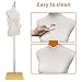 SHAREWIN Dress Form Mannequin for Sewing Female Beige Leather Manikin Torso with Detachable High Stability Metal Stand Adjustable Height