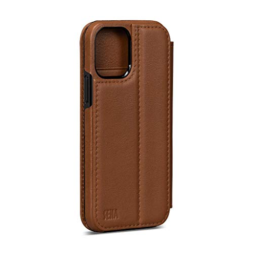Wallet Book Case, Leather Book Style Folio Wallet with Kickstand & Card Slots for iPhone (Toffee, iPhone 12 Pro Max)