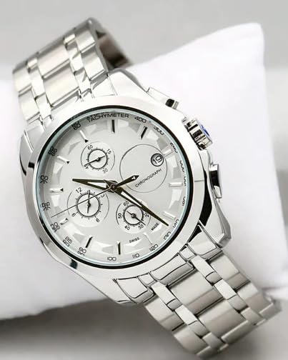 Image of Men's Luxury Analog Watch, Round Rose Gold Case, Black Dial, Stainless Steel Two-Tone Bracelet Strap for Office, Business