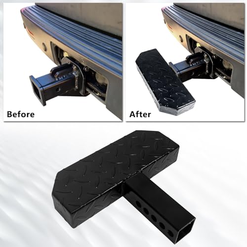 Grandroad auto Universal Hitch Step for 2” Receivers, Anti Slip Towing Bumper Guard, Black Hitch Steps for Most Cars SUV Trucks Pickups with Pin, 11.8” Length - Thumbnail 2