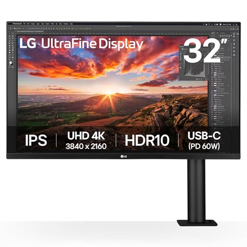 Image of LG 32UN880K 80cm (31.5 Inch) Ultrafine UHD(3840 x 2160) IPS Monitor with Ergo Stand, Anti-Glare, HDR 10, DCI-P3 95%(Typ.), HDMI X 2, Display Port, USB Type-C (60W PD), Speakers, Headphone Out, Black