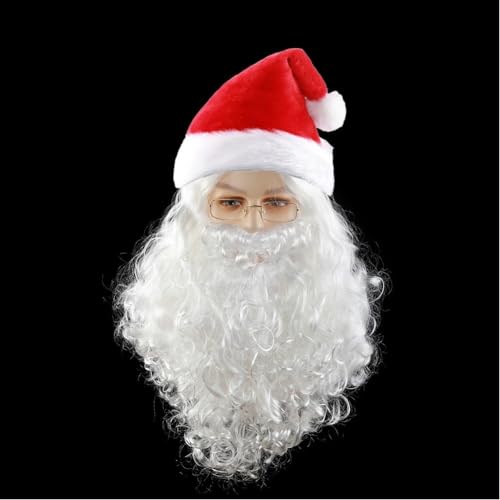 Peluca de Papá Noel realista con barba densa y accesorios de cosplay 7