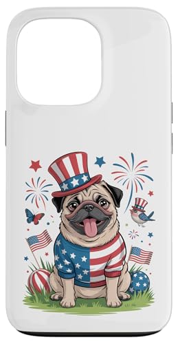Happy Patriotic Pug Dog 7��4�� ���j�� �X�}�z�P�[�X iPhone 13 Pro �p