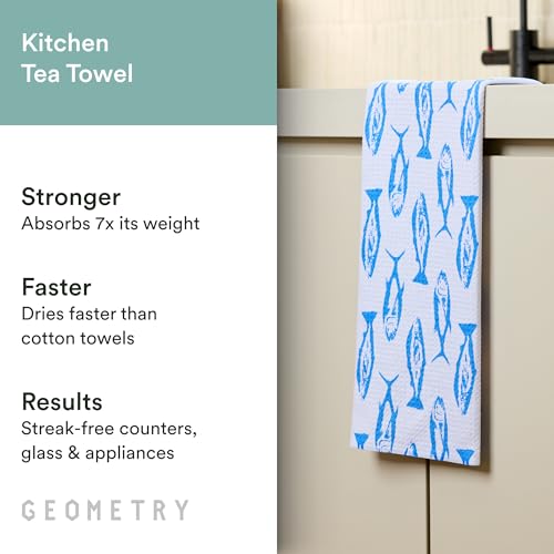 GEOMETRY Tea Towels – Spring & Summer Collection – Quick-Dry, Ultra-Absorbent, Reusable Microfiber Kitchen Towels for Drying & Cleaning - Coastal Catch - 1 Pack — view 2