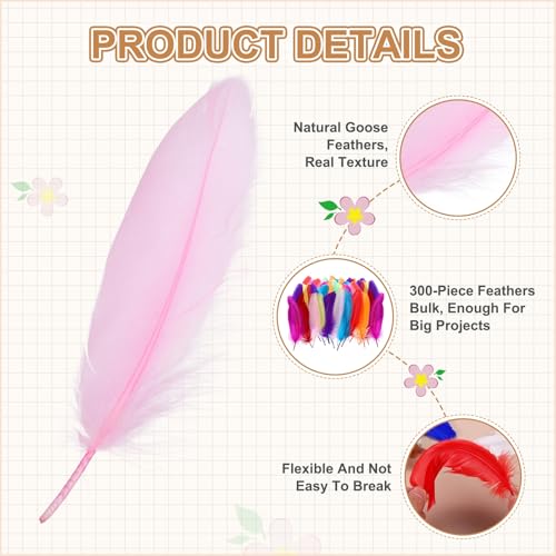 Plumas de ganso naturales sin imperfecciones en pack de 300 unidades para artesania 4