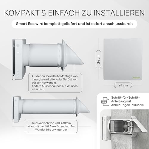 Miniatura 4 de Jessp Eco Smart Dz - Sistema De Ventilación, Control De Humedad, 97 Recuperación De Calor, F7 Filtro, 160 Mm Diámetro, 60 M H, Silencioso, 11,2 Db