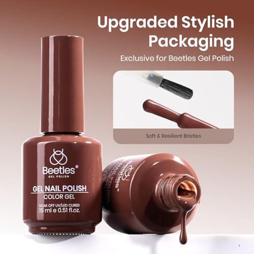 Image of Beetles Brown Gel Polish - Cocoa Luxe 15ML /0.51Fl Oz., Dark Brown Gel Nail Polish, Color-Matched Bottle, Soak-Off UV LED, Long-Lasting Holiday & Fall Nails Art for DIY Beginners & Salon Pros