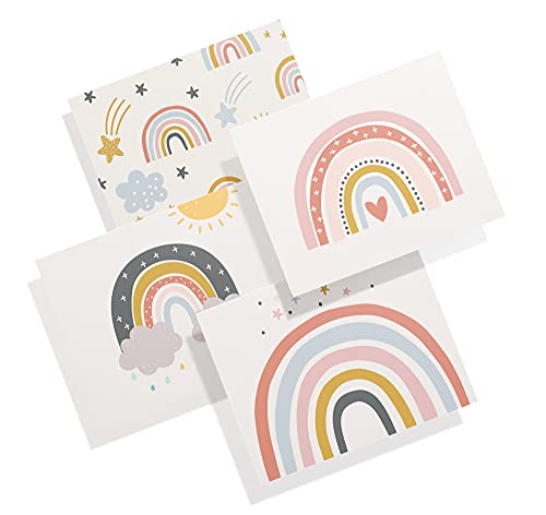 Image of Twigs Paper Rainbow Greeting Cards, 24 Blank All Occasion Note Cards | Matching envelopes included, hand-illustrated boho design, thinking of you, bulk 24-pack stationery set