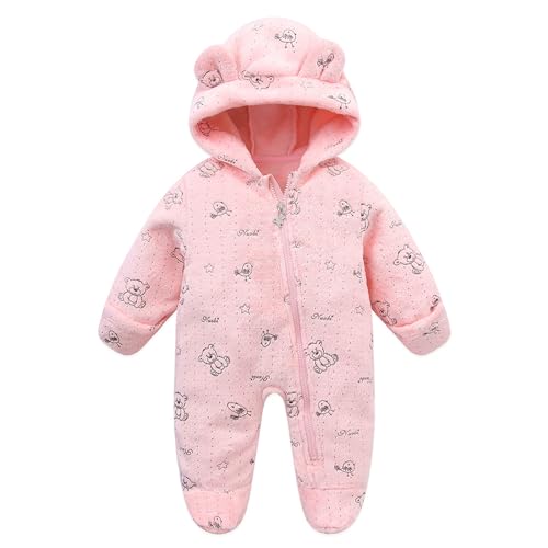 Image of Fairy Baby Newborn Baby Bear Suit Thin Fleece Footie Romper Snowsuit Hooded Jumpsuit Bodysuit Winter Clothes Boy Girl 0-12M