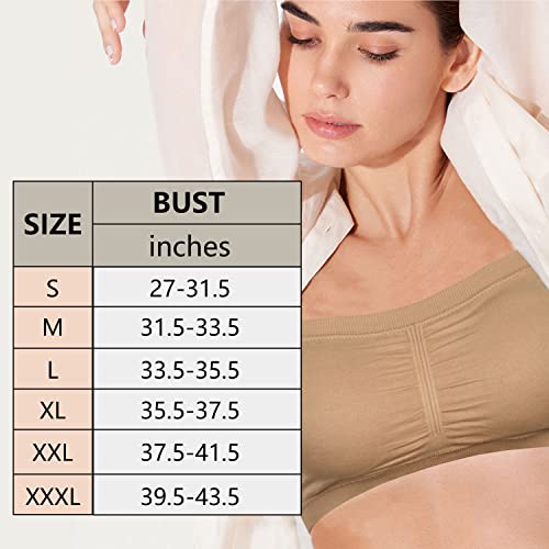 Awle Tube Bra For Women, Summer Base Layer Strapless Bra Soft Stretch Wireless Bandeau Tube Top Bra Padded Bra,Medium,3 Pack,Black,Beige,White #TOP3