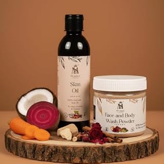 MS Natural Ayurvedic Skin Oil and Face and Body Wash Powder Combo for Men, Women and Children