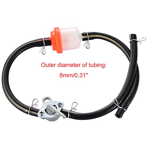 WOOSTAR Fuel Filter Hose Line Switch Replacement for 50cc 110cc 125cc 150cc 250cc Chinese ATV 4 Wheeler Scooter Red