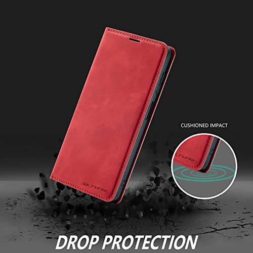 Portefeuille conque Samsung Galaxy S25 Plus rouge antichoc à rabat