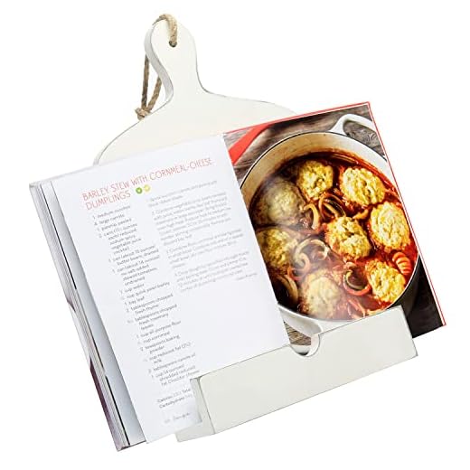 MyGift Vintage White Wood Countertop Cookbook & Tablet Stand