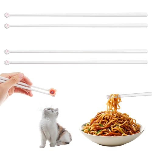 Wanmu 1 Paar Katzenpfoten Essstäbchen, Wiederverwendbare Cat Paw Chopsticks, Süße Pfotenabdrücke Stäbchen für Party, Tierliebhaber, Küche, Restaurant, Zuhause, Hotel, Lustige Geschenk