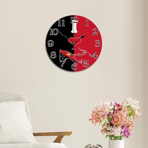 Horloge murale drapeau Papouasie 30,5 cm style vintage et silencieux - 5