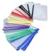 Qiilu Zipper Envelopes - 31pcs A6 Size Multicolor Zip Plastic Envelopes Translucent Reusable Zipper Folders for Office Classroom Dormitory - Efficient Organization