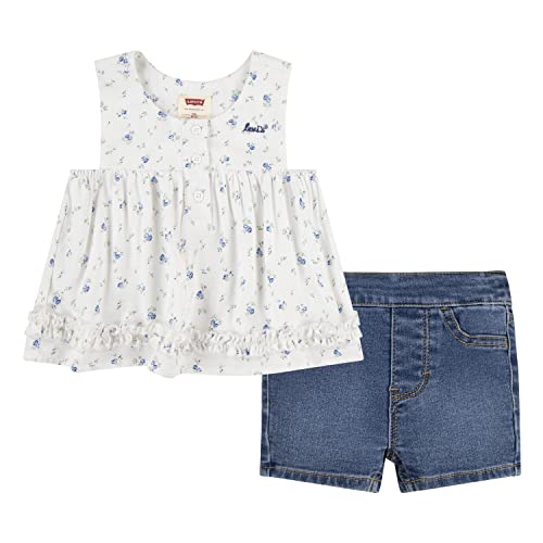 Ensemble Lévis bébé fille contre la chaleur short et haut fleuri