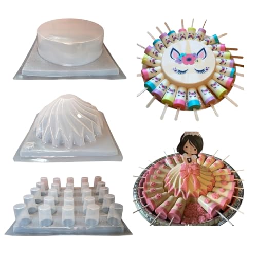 La mejor selección de Moldes para gelatina de plastico los mejores 10. 44 Kit de 3 Moldes Para Gelatina, Circulo de 29 cm, Vestido de Rehilete de 20 cm y Gelapaletas de 6.5 cm, Molde para Gelatina especial para fiestas infantiles, De uso Rudo.