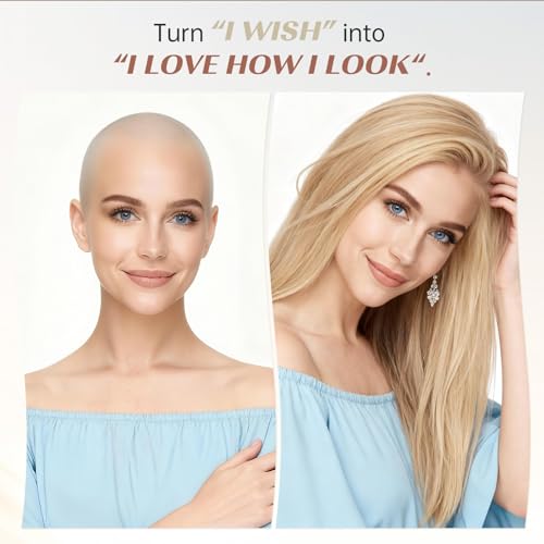 Image of KKU 5x5 Lace Front Human Hair Wig, Double Breathable Lace with Skin-Friendly Silk Base and Non-Slip Silicone Grips, Middle or Parted Natural Hairline Wigs for Women (16 Inch, Blonde)