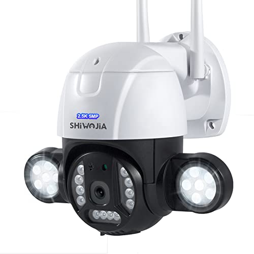 SHIWOJIA Camera Surveillance WiFi Exterieure sans Fil 5MP Caméra de Surveillance de Cour, avec Audio bidirectionnel, détection de Mouvement, Vision Nocturne , étanche IP66, Stockage sur Carte SD Cover
