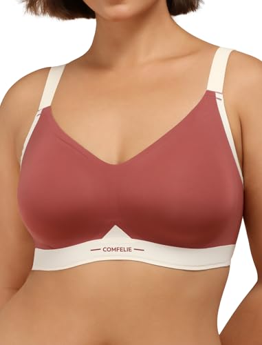 COMFELIE Seamless Wireless Bralette Comfort No Underwire Bra Invisibles Brassiere Lifting Full Coverage Bra Buttery Smooth Dusty Rose