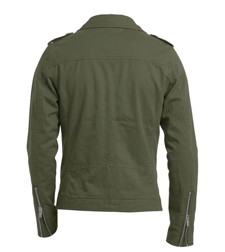 Image of Summer Lightweight Canvas Cotton Jacket Men - Punk Gothic Brando Biker Coat Classic Rock Streetwear Belted Jacket