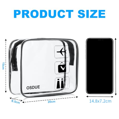 OSDUE 2 Stück Kulturbeutel Transparent, Flugzeug PVC Kosmetiktasche Wasserdicht, Handgepäck-Reisezubehör, Kulturtaschen für Männer, Frauen, Kinder, Familie (Schwarz)