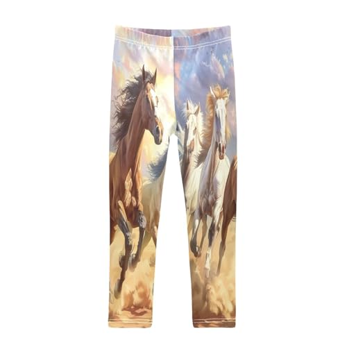 Bolaz Toddler Girls Leggings Printed Yoga Pants Leggings Four Horse for Kids