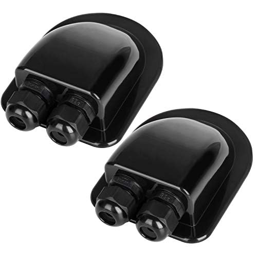 2 Pack of IP68 Waterproof Solar Cable Entry Gland by , Weather Resistant Dual Cable Entry Housing for Solar Panels of RV, Caravan, Marine, Boat, Cabin, Black