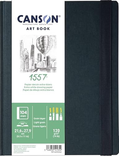 Carnet de dessin Canson Art Book 1557 portrait papier 120g grain léger 21.6x27.9cm extra blanc
