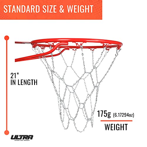 Ultra Sporting Goods Heavy Duty Basketball Net Replacement - All Weather Anti Whip, Fits Standard Indoor Or Outdoor Rims - 12 Loops (Metal Chain) #TOP3