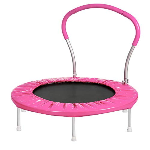 KJUUJE 36" Kids Trampoline with Handle, Indoor Mini Trampoline for Kids, Toddlers Small Rebounder Fitness Trampoline for Indoor and Outdoor Use (Pink)