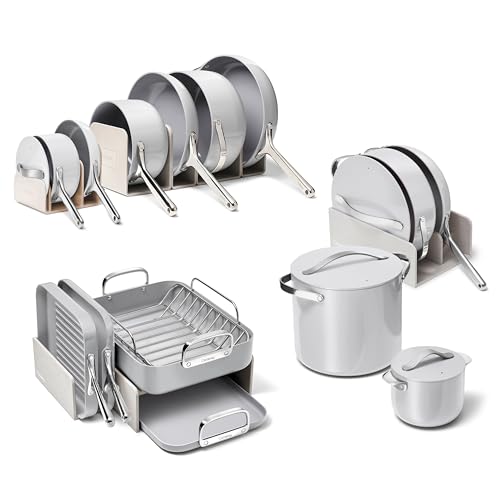 Image of Caraway 31-Piece Ceramic Cookware Bundle - Fry Pans, Saucepans, Saute Pan, Dutch Oven, Petite Cooker, Stir Fry, Rondeau, Stock Pot, Grill & Griddle Pans, Roasting Pan, Racks, Organizers - Gray