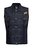 King Kerosin Herren Denim Weste | Reine Baumwolle | Waschung | Straight Fit RNR Rebel