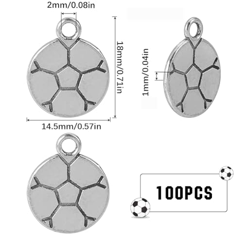 SUNNYCLUE 1 Box 100PCS Soccer Ball Charm Football Charms Bulk Antique Tibetan Silver Alloy Europe Sports Balls UK Sportsman Charm for jewellery Making Charms Supplies DIY Earrings Necklaces Bracelets - Image 2
