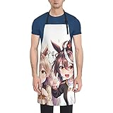 [RFSHOPWF] ウマ娘 ライスシャワー エプロン H型シンプルカフェエプロン おしゃれレディースメンズポケット付き シワになりにくい撥水汚れにくい家庭用ピナフォア 保育士キッチン業務用作業用えぷろん。70cm×84cm