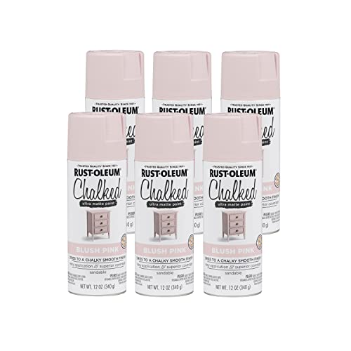 Image of Rust-Oleum Blush Pink Chalked All-in-One Ultra Matte Spray Paint | One Coat Coverage | No Primer, Sanding, Or Topcoat Needed | Easy Spray Application | Made in USA | 12 OZ | 6 Pack